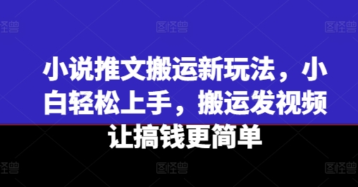 小说推文搬运新玩法，小白轻松上手，搬运发视频让搞钱更简单-<a href=
