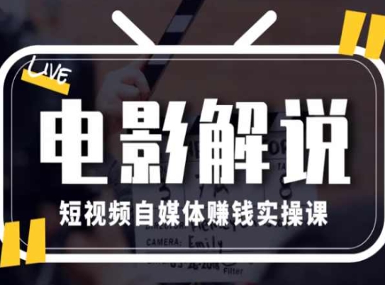 电影解说短视频自媒体赚钱实操课，教你做电影解说短视频，月赚1万-<a href=