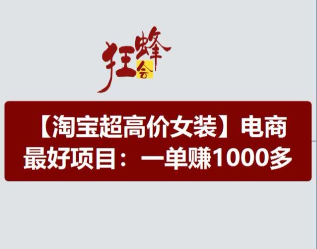 淘宝超高价女装项目，电商最好赛道，一单赚1000多-<a href=