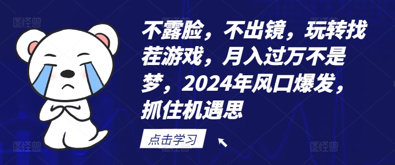 不露脸，不出镜，玩转找茬游戏，月入过万不是梦，2024年风口爆发，抓住机遇-白戈学堂