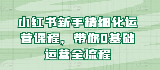 小红书新手精细化运营课程，带你0基础运营全流程-<a href=