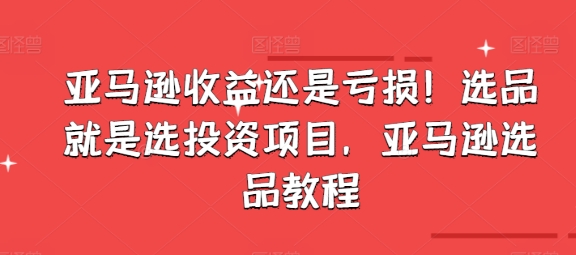 亚马逊收益还是亏损！选品就是选投资项目，亚马逊选品教程-<a href=