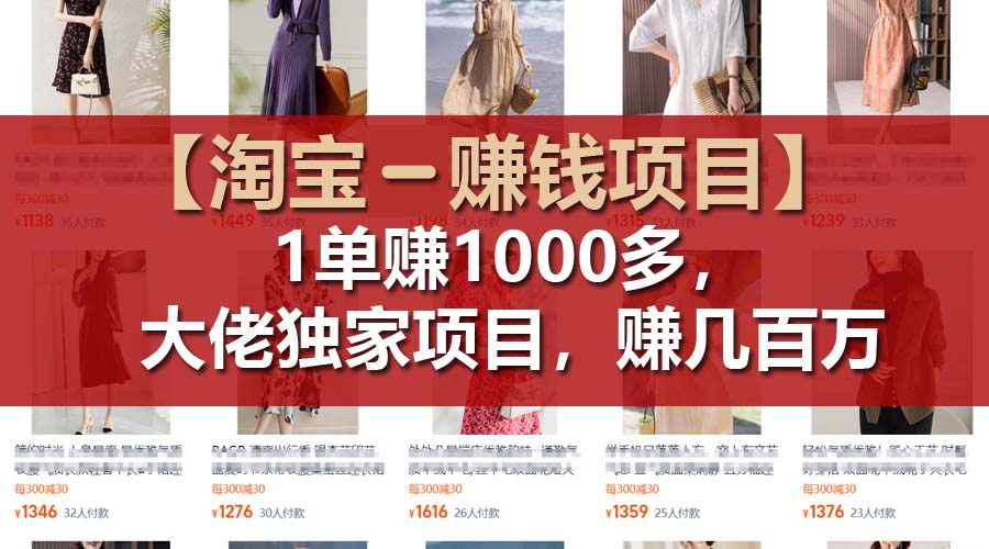 （11685期）【淘宝赚钱项目】1单可赚1000多，大佬独家项目，年赚几百万-<a href=