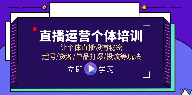（11636期）直播运营个体培训，让个体直播没有秘密，起号/货源/单品打爆/投流等玩法-<a href=