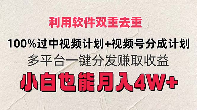 （11862期）利用软件双重去重，100%过中视频+视频号分成计划小白也可以月入4W+-白戈学堂
