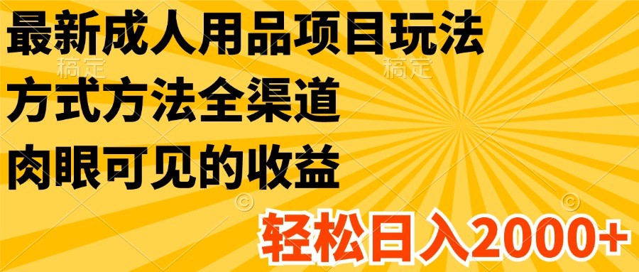 最新成人用品项目玩法，方式方法全渠道，肉眼可见的收益，轻松日入2000+-<a href=