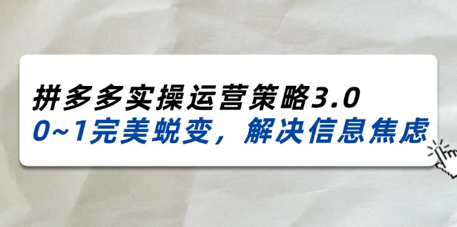 （11658期）2024_2025拼多多实操运营策略3.0，0~1完美蜕变，解决信息焦虑（38节）-<a href=