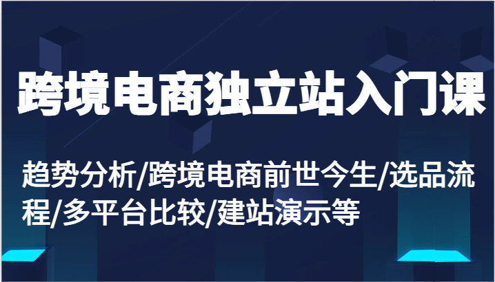 跨境电商独立站入门课：趋势分析/跨境电商前世今生/选品流程/多平台比较/建站演示等-白戈学堂
