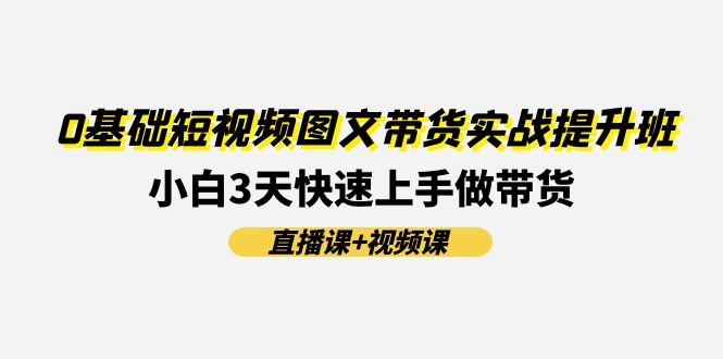 0基础短视频图文带货实战提升班，小白3天快速上手做带货(直播课+视频课)-<a href=