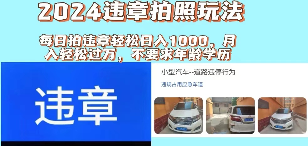 （11743期）2024违章拍照新玩法，推广躺赚+拍照赚钱双模式，日入1000+-<a href=