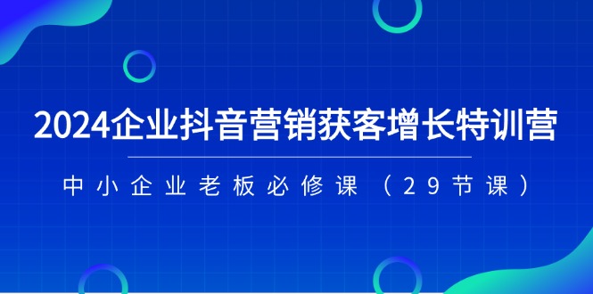 2024企业抖音营销获客增长特训营，中小企业老板必修课（29节课）-<a href=