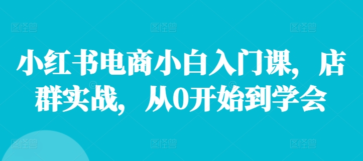 小红书电商小白入门课，店群实战，从0开始到学会-白戈学堂