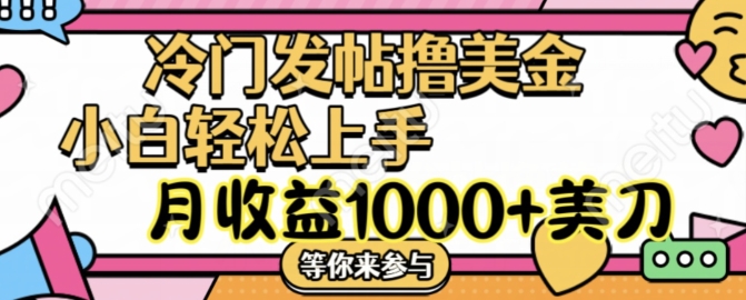 冷门发帖撸美金项目，月收益1000+美金，简单无脑，干就完了-白戈学堂