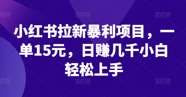 小红书拉新暴利项目，一单15元，日赚几千小白轻松上手-白戈学堂
