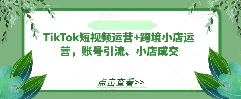 TikTok短视频运营+跨境小店运营，账号引流、小店成交-白戈学堂