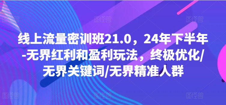 线上流量密训班21.0，24年下半年-无界红利和盈利玩法，终极优化/无界关键词/无界精准人群-白戈学堂