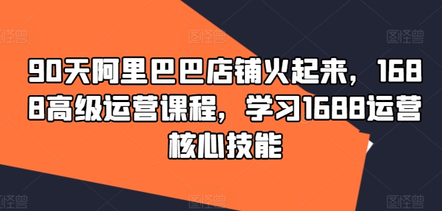 90天阿里巴巴店铺火起来，1688高级运营课程，学习1688运营核心技能-白戈学堂