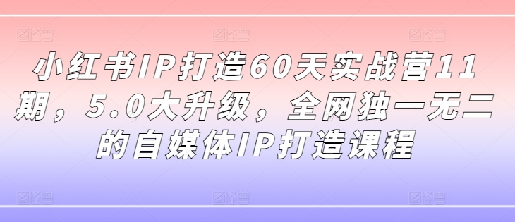 小红书IP打造60天实战营11期，5.0大升级，全网独一无二的自媒体IP打造课程-白戈学堂