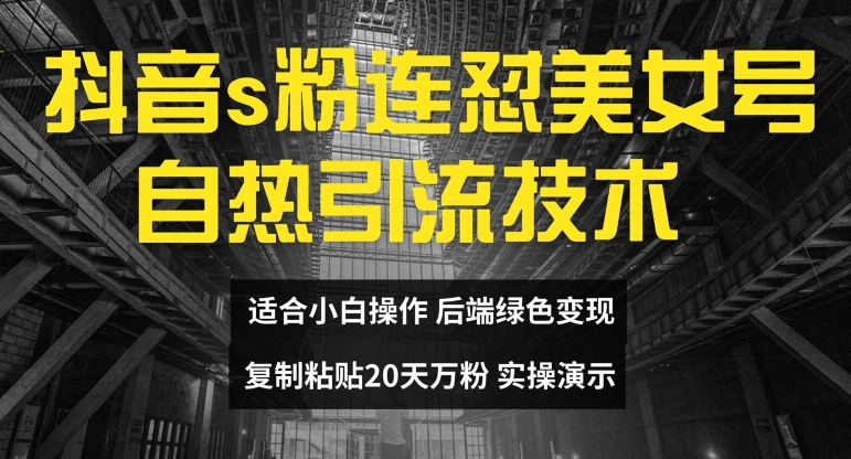 抖音s粉连怼美女号自热引流技术复制粘贴，20天万粉账号，无需实名制，矩阵操作-白戈学堂