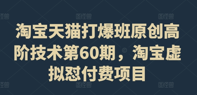 淘宝天猫打爆班原创高阶技术第60期，淘宝虚拟怼付费项目-白戈学堂