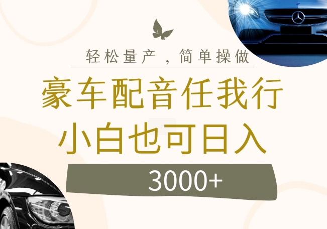 不为人知的暴力小项目，豪车配音，日入几张-白戈学堂