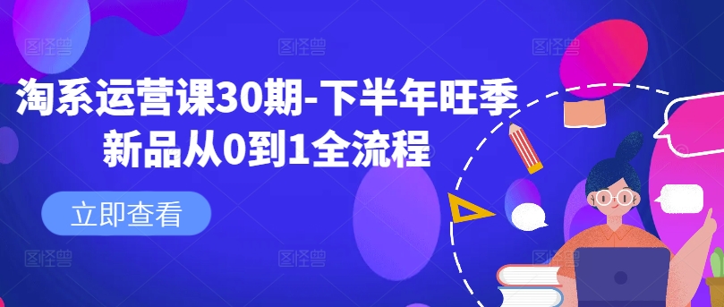 淘系运营课30期-下半年旺季新品从0到1全流程-白戈学堂