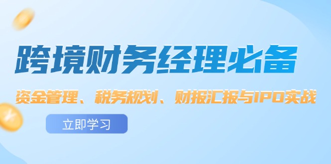 （12323期）跨境 财务经理必备：资金管理、税务规划、财报汇报与IPO实战-白戈学堂