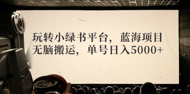 （12366期）玩转小绿书平台，蓝海项目，无脑搬运，单号日入5000+-白戈学堂