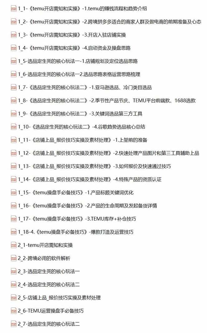 （12106期）2024-TEMU拼多多·跨境开店、运营、选品（25节视频课）-白戈学堂