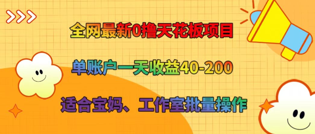 全网最新0撸天花板项目 单账户一天收益40-200 适合宝妈、工作室批量操作-白戈学堂