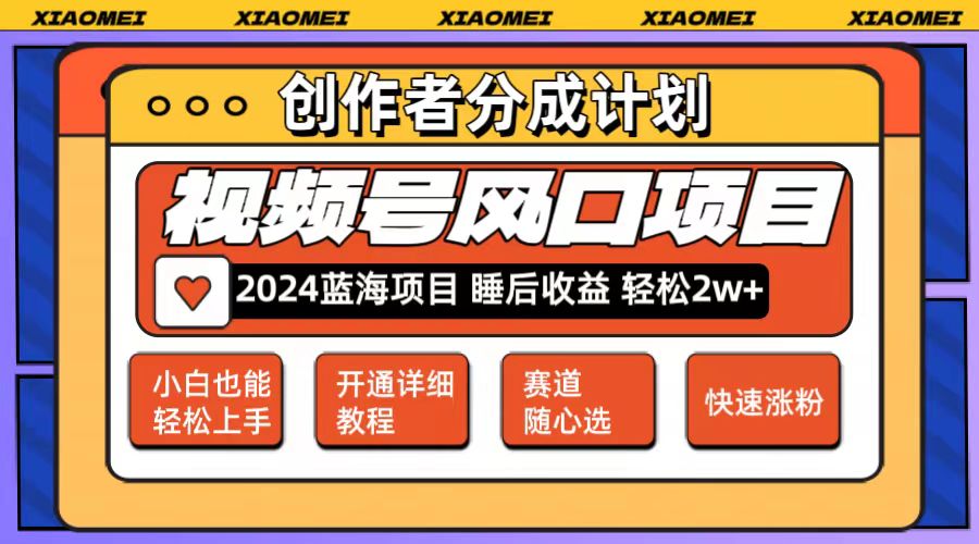 （12084期）微信视频号大风口项目 轻松月入2w+ 多赛道选择，可矩阵，玩法简单轻松上手-白戈学堂