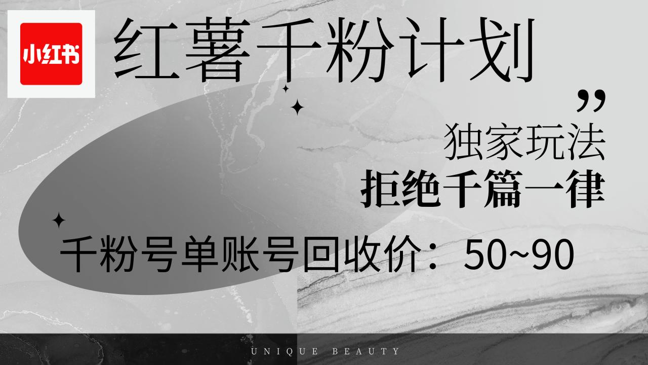 （12280期）红薯千粉回收计划，单账号收益50+，可矩阵操作-白戈学堂