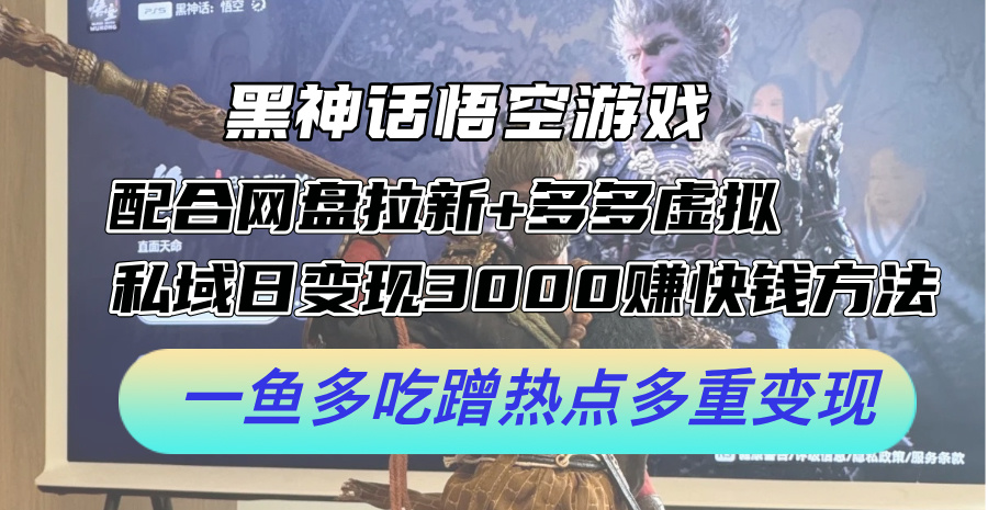 （12316期）黑神话悟空游戏配合网盘拉新+多多虚拟+私域日变现3000+赚快钱方法。…-白戈学堂