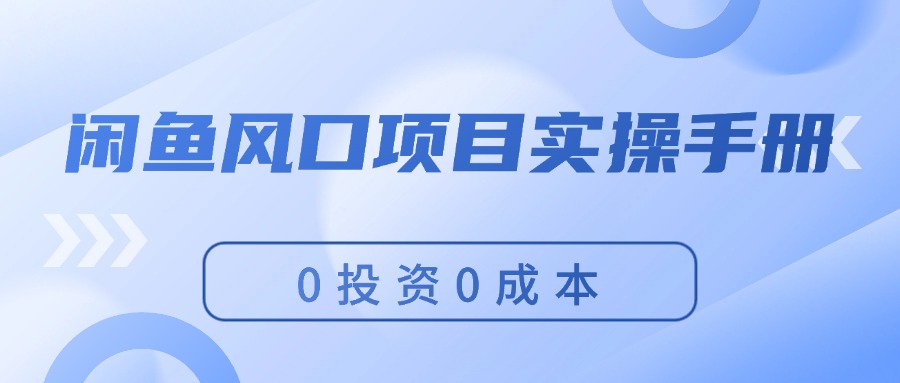 （11923期）闲鱼风口项目实操手册，0投资0成本，让你做到，月入过万，新手可做-白戈学堂