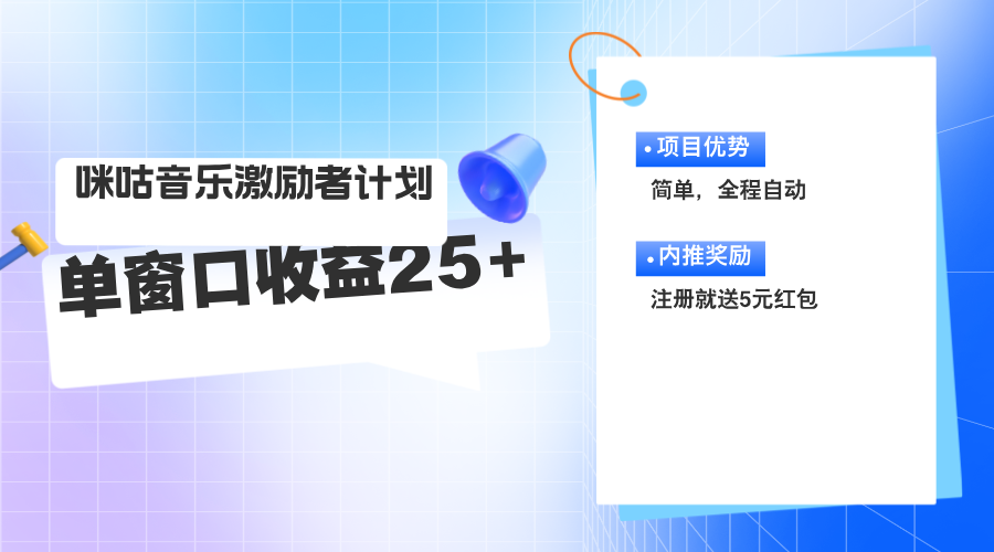 （11942期）咪咕激励者计划，单窗口收益20~25，可矩阵操作-白戈学堂