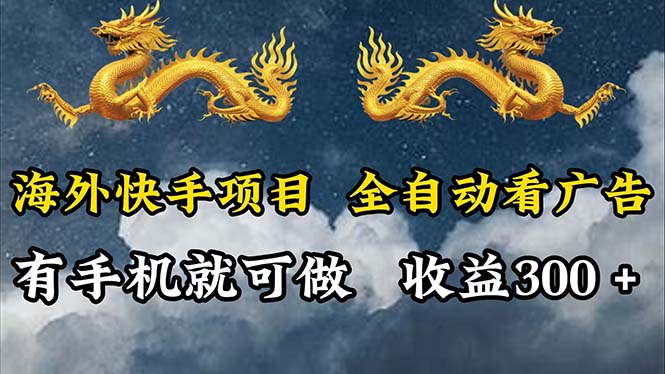 （12175期）海外快手项目，利用工具全自动看广告，每天轻松 300+-白戈学堂