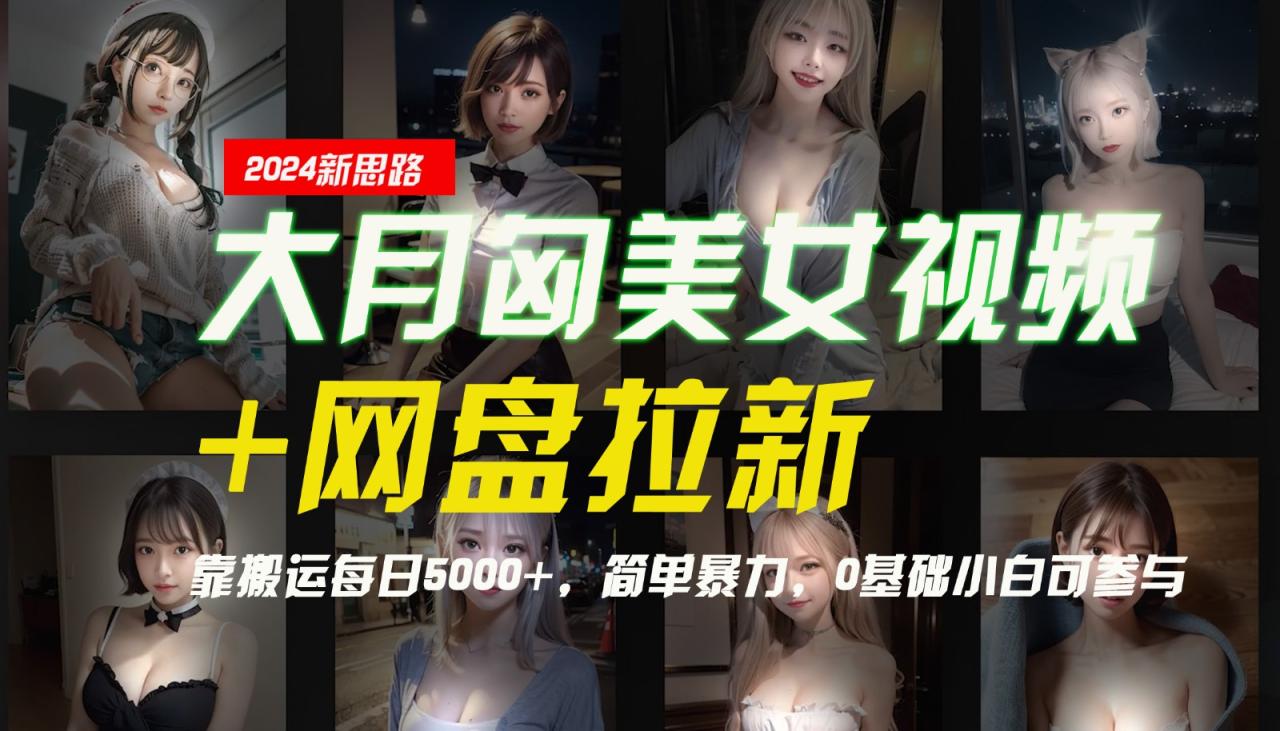 【新思路】大月匈美女视频+网盘拉新，靠搬运每日5000+，简单暴力，0基础小白可参与-白戈学堂