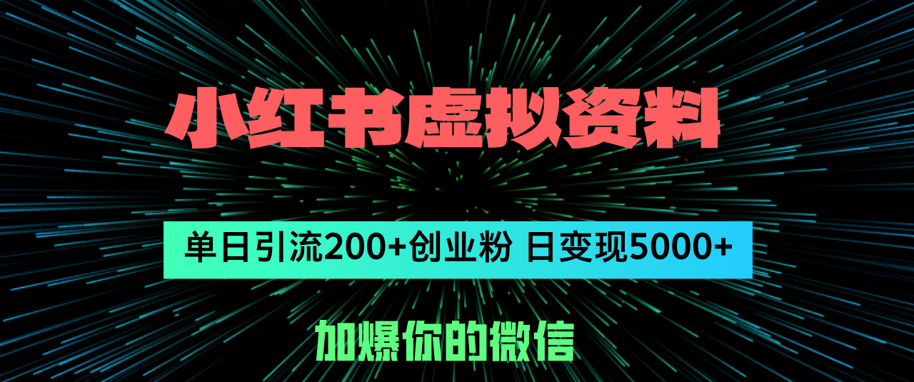（12164期）小红书虚拟资料日引流200+创业粉，单日变现5000+-白戈学堂
