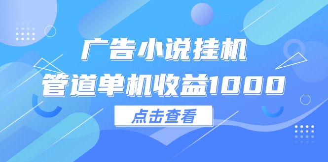 （12198期）广告小说挂机管道单机收益1000+-白戈学堂