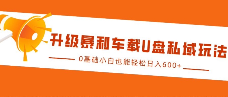 升级暴利车载U盘私域玩法，0基础小白也能轻松日入多张-白戈学堂