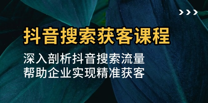 （13465期）抖音搜索获客课程：深入剖析抖音搜索流量，帮助企业实现精准获客-白戈学堂