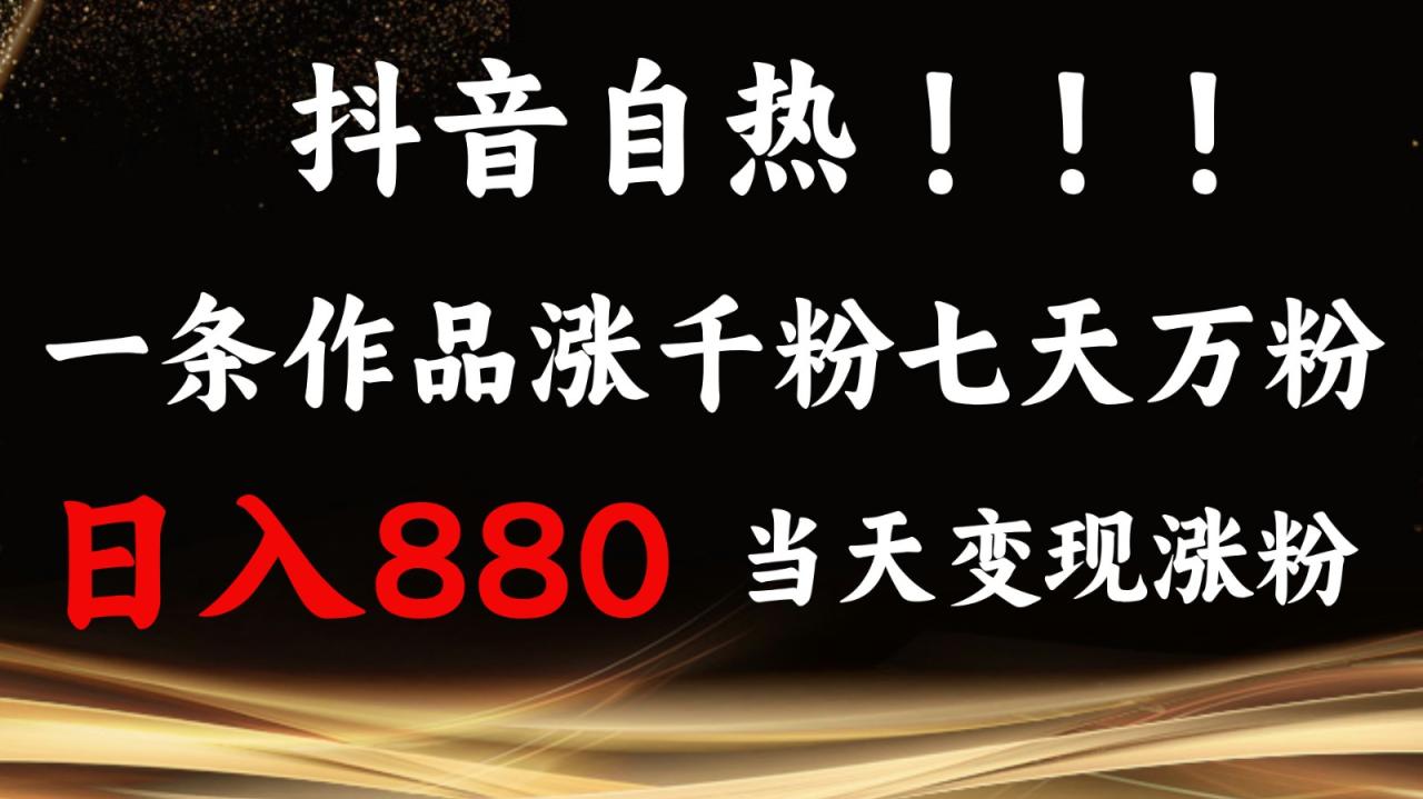 抖音小红书自热，一条作品1000粉，7天万粉，单日变现880收益-白戈学堂