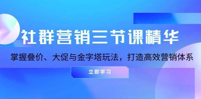 社群营销三节课精华：掌握叠价、大促与金字塔玩法，打造高效营销体系-白戈学堂