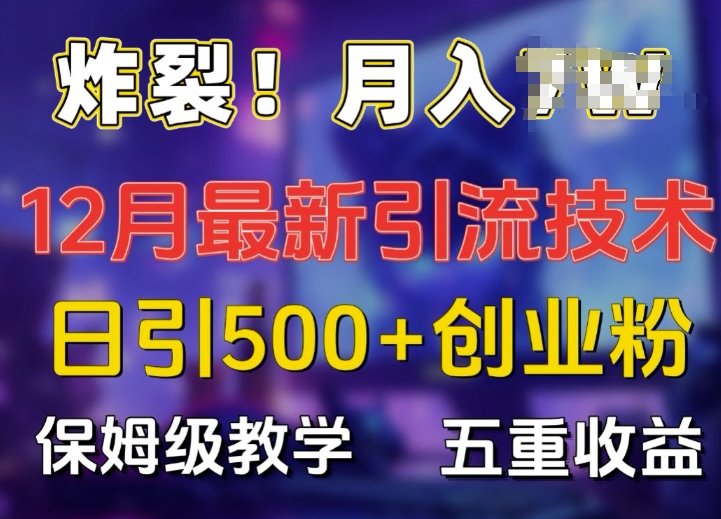 炸裂!揭秘12月最新日引流500+精准创业粉，多重收益保姆级教学-白戈学堂
