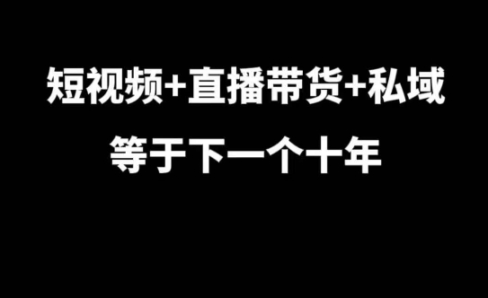 短视频+直播带货+私域等于下一个十年，大佬7年实战经验总结-白戈学堂