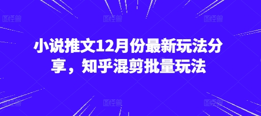 小说推文12月份最新玩法分享，知乎混剪批量玩法-白戈学堂