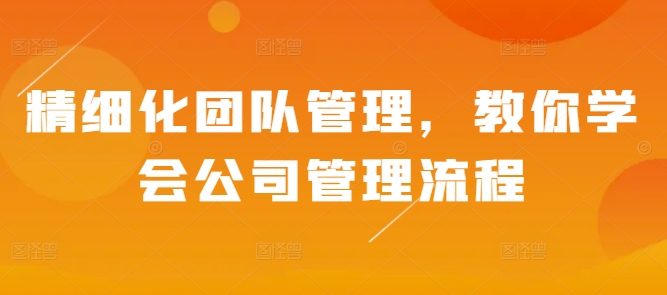 精细化团队管理，教你学会公司管理流程-白戈学堂