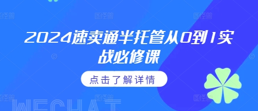 2024速卖通半托管从0到1实战必修课，掌握通投广告打法、熟悉速卖通半托管的政策细节-白戈学堂