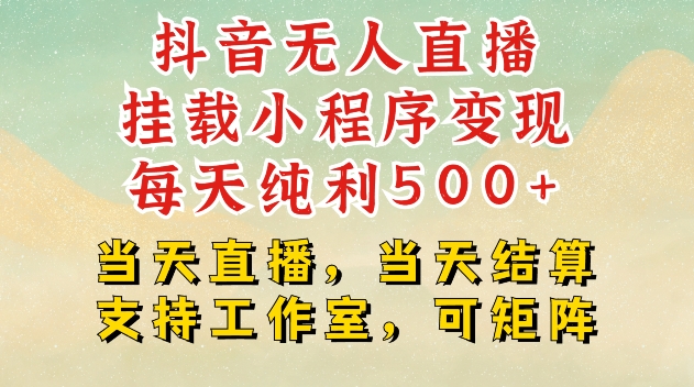 抖音无人直播挂载小程序变现每天纯利500+当天直播，当天结算支持工作室，可矩阵-白戈学堂