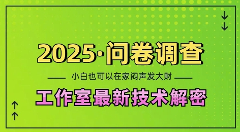 2025问卷调查最新工作室技术解密：一个人在家也可以闷声发大财，小白一天2张，可矩阵放大-白戈学堂